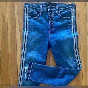 Veronica Beard jeans women’s 28 blue Debbie 10 inch blue tuxedo stripe raw